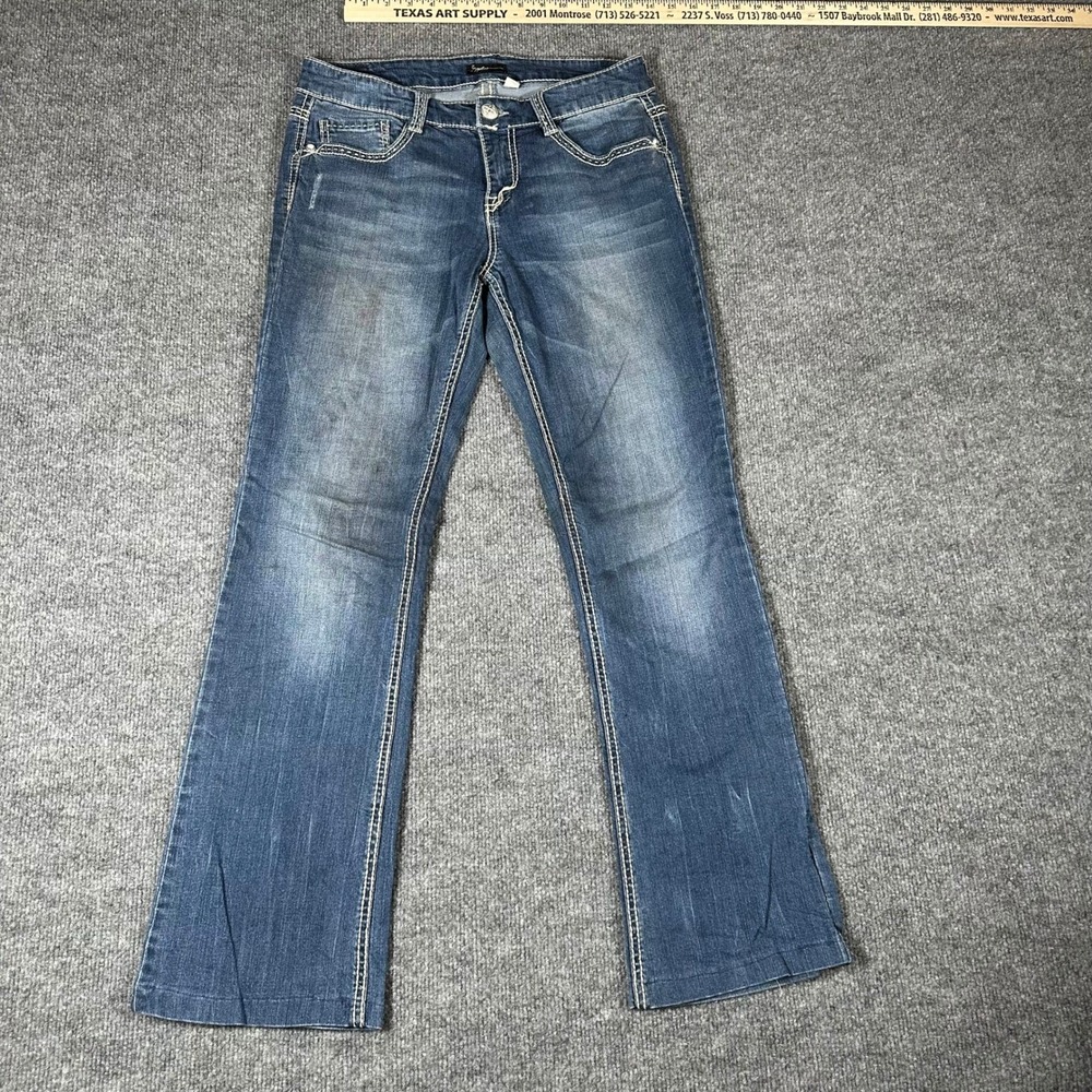 Supplies Jeans Womens Size 8 Blue Bootcut Viscose Blend Thick Stitch Mid Rise